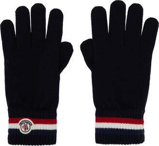 Save 6% Mens Accessories Gloves Moncler Wool Logo-stripe Knit Gloves in Blue for Men 