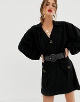Thumbnail for your product : ASOS DESIGN broderie shirt dress with woven belt