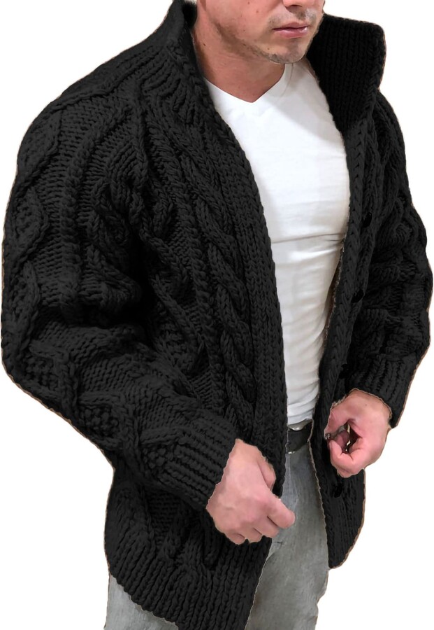 thick knit cardigan mens