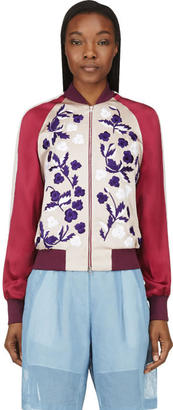 Jonathan Saunders Blush Floral Embroidery Cecily Bomber Jacket