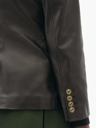 Gucci Single-breasted Leather Jacket - Black