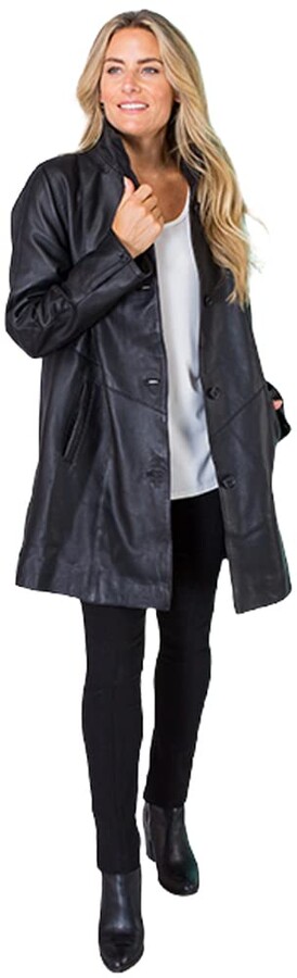 Woodland Leathers Trench Ladies Black Jacket ShopStyle