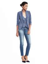 Thumbnail for your product : Banana Republic Luxe Brushed Twill Navy Plaid One-Button Blazer