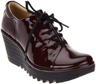 Fly London Leather Lace-up Wedge Shoes - Yumi