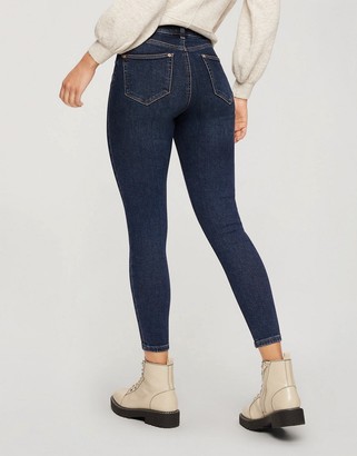 Miss Selfridge Lizzie Short high waist authentic ripped skinny jean in dark blue