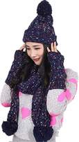 Thumbnail for your product : Xugq66 Winter Warm Girl Wool Hat/Scarf/Gloves Set Women Knitted Hat/Scarf/Mitten 3pcs