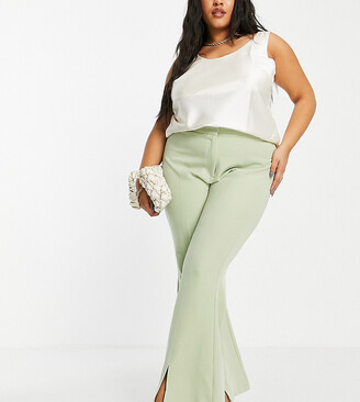 Extro & Vert Plus flare leg pants co-ord in leaf green - ShopStyle Wide-Leg  Trousers