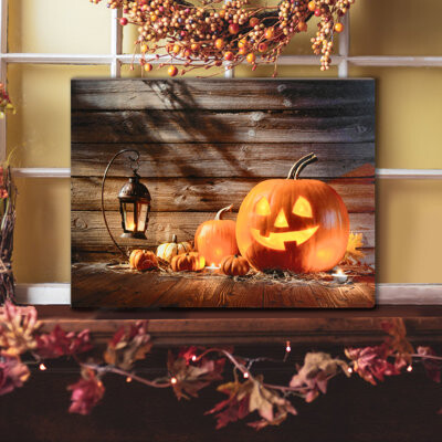 LumaBase Battery-Operated Lighted Wall Art - Jack O' Lantern
