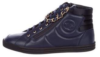 Chanel CC Chain-Link Leather Sneakers