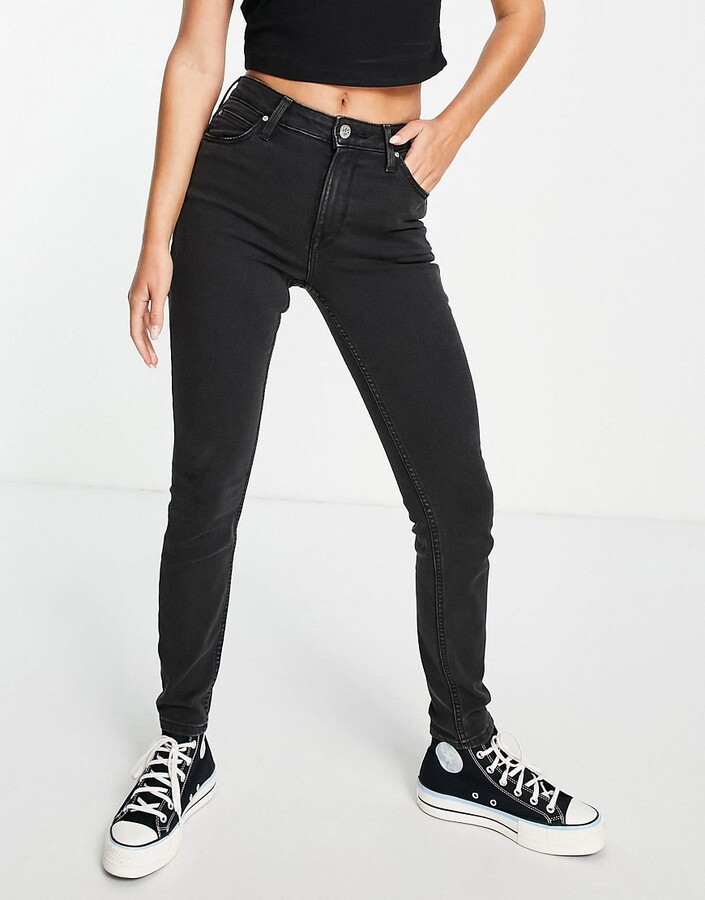 Lee Jeans scarlett high rise skinny jeans in washed black - ShopStyle