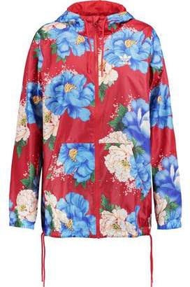 adidas Hooded Floral-Print Shell Jacket