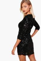 Thumbnail for your product : boohoo Boutique Sequin Power Shoulder Dress