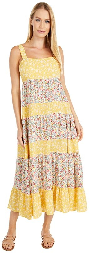 lenon mixed print midi dress