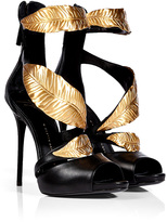 Thumbnail for your product : Giuseppe Zanotti Leather Sandals with Leaf Embellishment