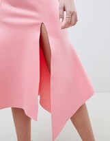 Thumbnail for your product : ASOS DESIGN DESIGN double split hanky hem midi skirt in scuba