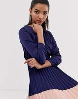 Thumbnail for your product : Liquorish pleated midi dress with colourblock skirt