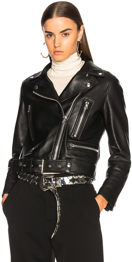 acne black leather jacket