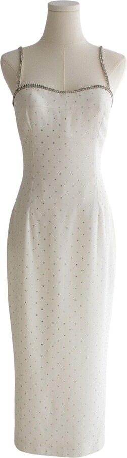 Dolce & Gabbana Vintage S/s 1995 White Crystal Embellished Midi Dress