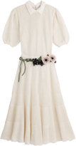 Thumbnail for your product : Valentino Cotton Crochet Dress with Floral Belt