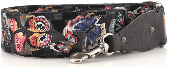 Valentino Camubutterfly Guitar Bag Embroidered Canvas Leather -