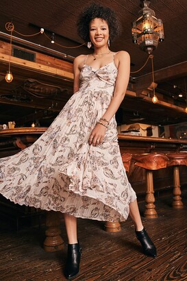 francesca's Josephine Paisley Pleated Midi Dress - ShopStyle