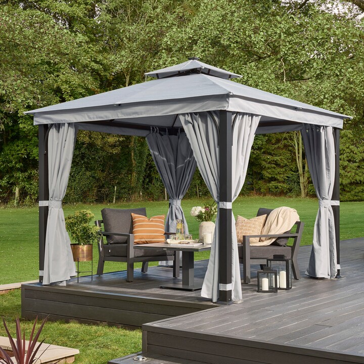 Dunelm Luxury 3m x 3m Gazebo with LED Light Grey ShopStyle Decor