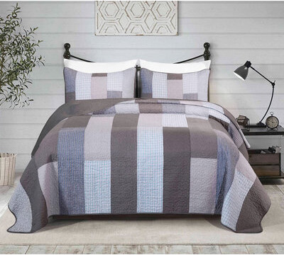 Chezmoi Collection Standard Cotton Reversible Quilt Set