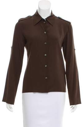 Celine Silk Long Sleeve Button-Up