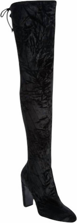 Women's Vidaland Stretch Crushed Velvet Boots In Black