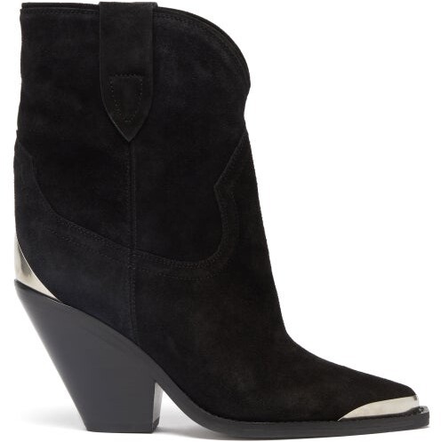Isabel Marant Leyane Toe-cap Suede Ankle Boots - Black - ShopStyle