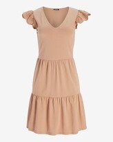 Thumbnail for your product : Express Eyelet Lace Sleeve Tiered T-Shirt Dress