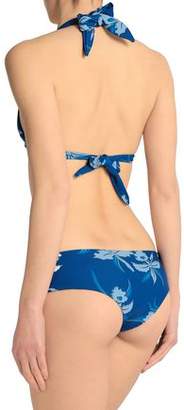 Mikoh Knotted Floral-print Triangle Bikini Top
