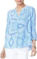 Thumbnail for your product : NYDJ Printed Pintuck-Back Blouse