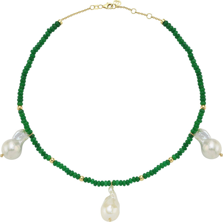 CHARMS COMPANY Les Bonbons 14K Yellow Gold Pearl, Jade Necklace