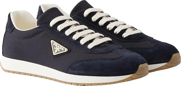 Prada Men's Drill Fabric and Suede Sneakers