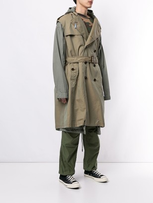 Maison Mihara Yasuhiro Two-Tone Hooded Trench Coat