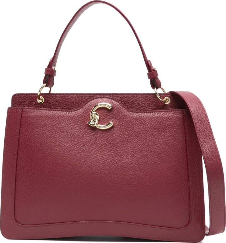 curved-C leather shoulder bag