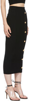 Thumbnail for your product : Balmain Black Rib Knit Button Mid-Length Skirt