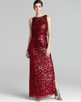 Thumbnail for your product : Aidan Mattox Sleeveless Sequin Beaded Overlay Gown