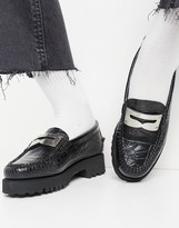 Thumbnail for your product : G.H. Bass G H Bass Weejun Penny Plate flatform loafers in black croc