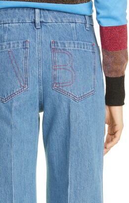Victoria Beckham High Waist Patch Pocket Wide Leg Jeans