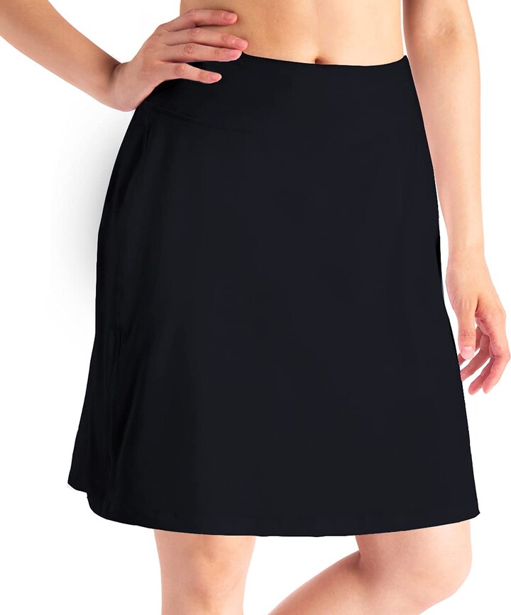 Yogipace Women's 4 Pockets UPF 50+ 17" Long Tennis Skirt Running Golf