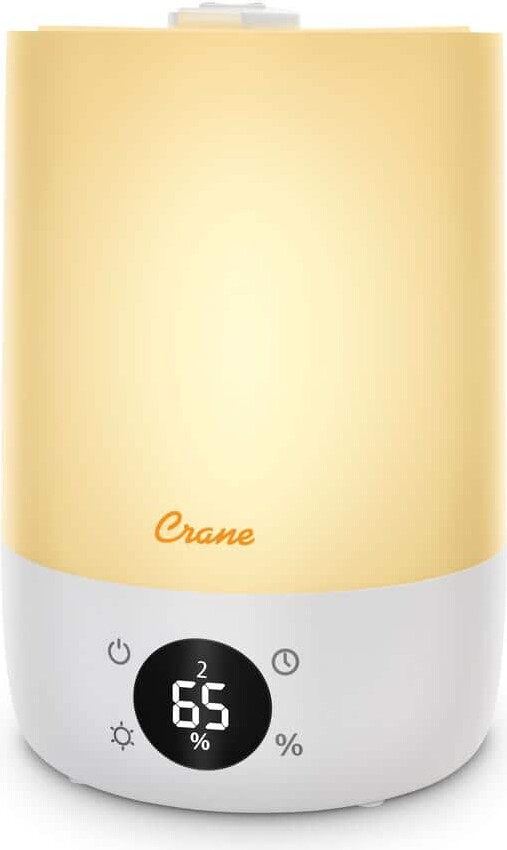 Crane 1.2 Gal. Top Fill Cool Mist Humidifier with Sleep Support Light and Essential Oil Tray