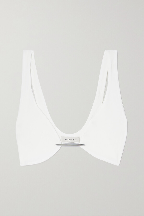 Grace Ling - + Net Sustain Embellished Stretch-jersey Bralette - White -  ShopStyle Bras