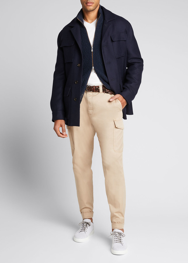 Brunello Cucinelli Men's Cashmere-Silk 4-Pocket Safari Jacket ...