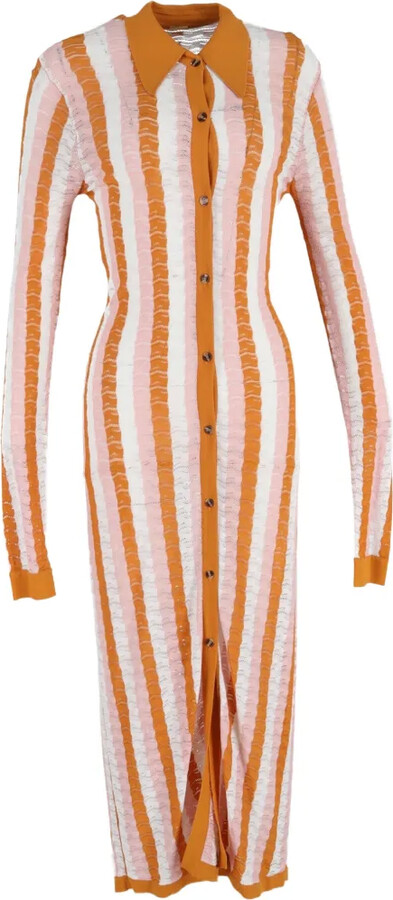 Dodo Bar Or Striped Pointelle-Knit Shirt Dress