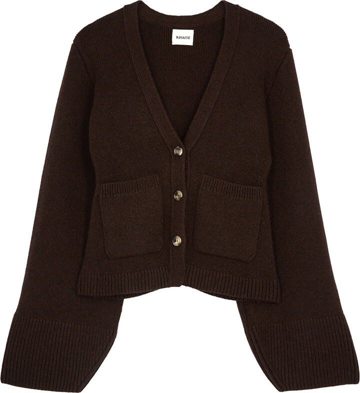 KHAITE Scarlet Brown Cashmere Cardigan