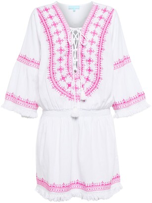 Melissa Odabash Martina cotton and linen embroidered minidress