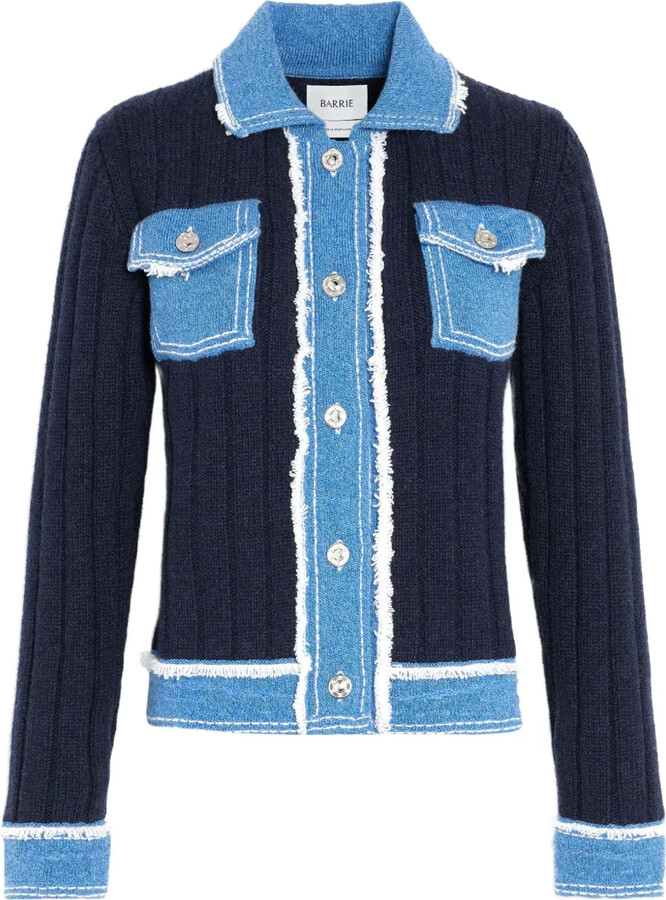 Barrie Ribbed-Knit Denim-Effect Jacket