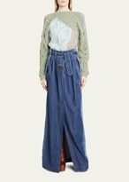 Savannas Belted Denim Maxi Skirt 